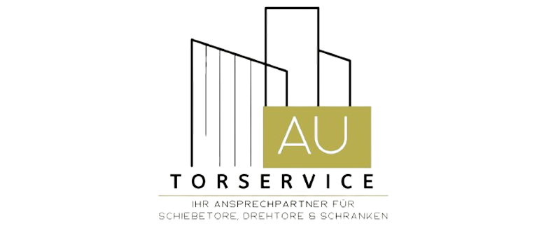 Logo der Firma "AU TORSERVICE" mit dem Slogan "Ihr Ansprechpartner für Schiebetore, Drehtore & Schränke".