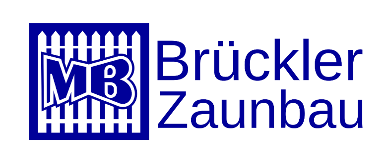 Logo von Brückler Zaunbau, bestehend aus einem Zaun-Symbol und dem Schriftzug "MB Brückler Zaunbau" in Blau.