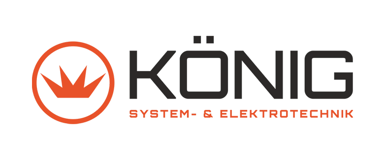 Logo der Firma König System- & Elektrotechnik mit stilisierter Krone und modernen Schriftarten.