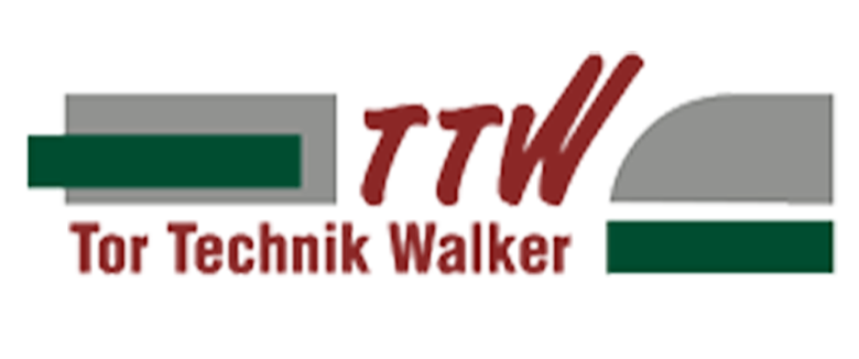 Logo von Tor Technik Walker (TTW) mit den Buchstaben "TTW" in Rot und dem Schriftzug "Tor Technik Walker" darunter.